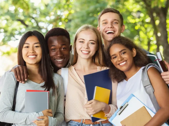 International students with academic documents representing diploma and transcript authentication for use abroad.